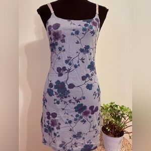 Floral Slip Dress with Purple and Blue SZ 1 XS Accents